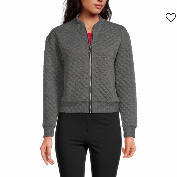 Athleta Charcoal Quilted Bomber Jacket - Picture 1 of 8